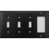 Black 4 Gang Wall Plate - 3 Toggle Switches 1