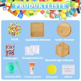 AiYoYo Set of 3 Mosaic Coasters DIY Craft Set Gifts for Children and Adults Creative Crafts Children's Birthday Gift for Girls Birthday Gift 5 6 7 8 9 10 + Years