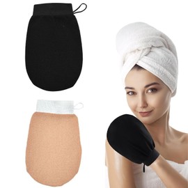 Cluoling Akasuri Gloves, Bath Gloves, Scrubbing Gloves, Body Wash Gloves, Bath Gloves, Exfoliating, Smooth Skin, Bath Products, Unisex, Reusable (Orange + Black)