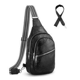 VITTINY Sling Bag for Women Crossbody Purse, Fanny Pack Crossbody Bags for Women Trendy, Faux Leather Chest Bag, Gifts for Women 2024 (Black)