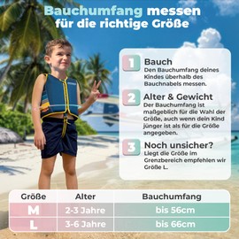 KIDVERSE Life Jacket for Children from 2-3 Years - Safe Swimming for Boys and Girls - TÜV Tested Quality - Swimming Aid for Children - Life Jacket Children & Toddlers