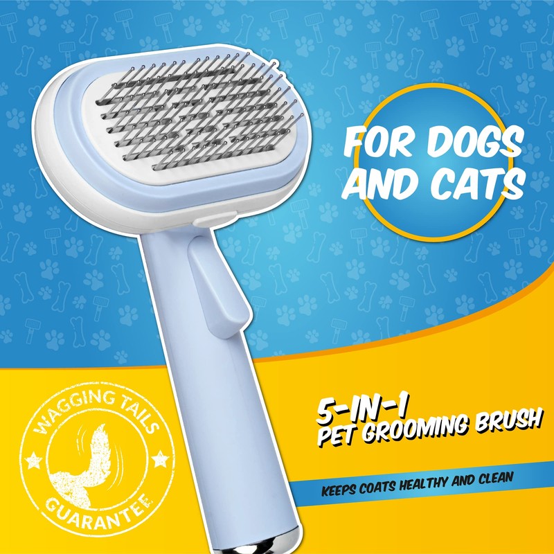 PawPride 5in1 Pet Grooming Brush for Dogs and Cats, Use