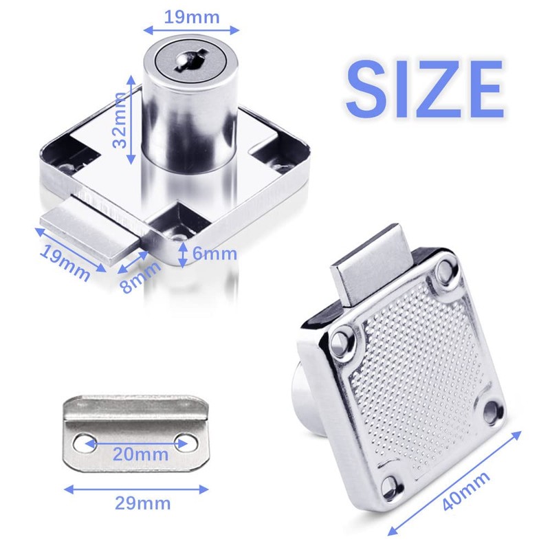 4 Sets Security Drawer Lock Furniture Lock Cylinder Zinc Alloy