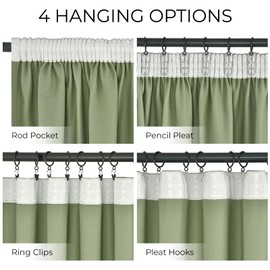 MRTREES Sage Green Blackout Curtains 54 Inch Drop, Thermal Pencil Pleat Curtains for Bedroom Multiple Hanging Methods, 2 Panels 117x137 CM 46x54 Inch Sage Green