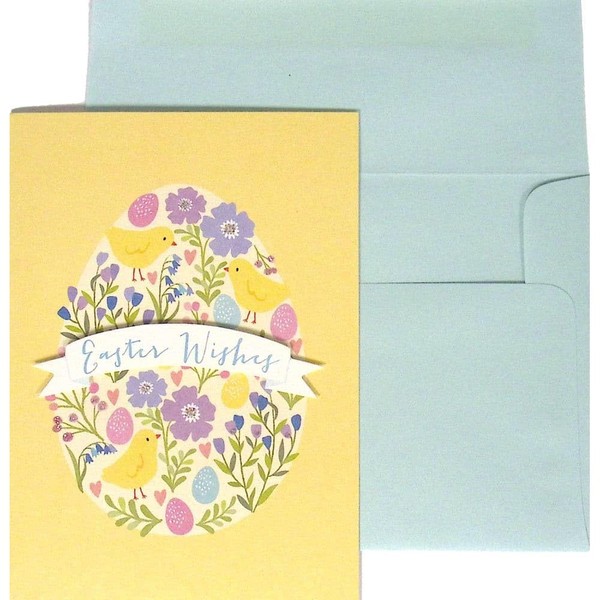 NIQUEA.D, Floral Egg With Banner Easter Card