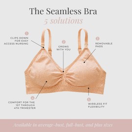 Motherhood Maternity Women's Maternity Seamless Clip Down Nursing Bra, Grey, Large