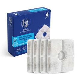 K&J Cat and Dog Pet Water Fountain Filter Replacements for Various Models 84oz/2.5L. Utilize Our Premium Quality Activated Charcoal Filter for Your Cat Water Fountain Dog Water Dispenser (4 Pack)