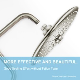 OFFO Shower Head Extension Arm 13 in, Brushed Nickel S Shaped High Rise Extender with Flange Shower Head Pipe Arm