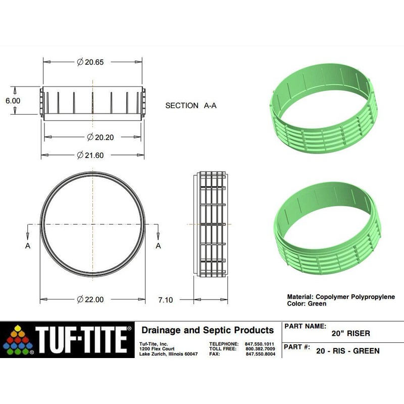 Tuf-Tite Septic Tank Riser 20"X12"