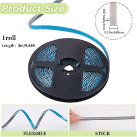 GORGECRAFT 9.84 Feet x 0.31 Inch Self Adhesive Caulking Tape Waterproof Peel and Stick Molding Trim Caulk Strip Gray PVC Plastic Kitchen Bathroom Gap Sealant Edging Tape for Stove Sink Toilet Bathtub