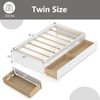 KOMFOTT Twin Size Wood Platform Bed Frame with 2 Storage