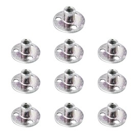 10Pcs M12 Brad Hole Tee Nuts Carbon Steel T-Nuts Female Thread Insert Tee Nuts Round Base Screw-in Flange Nuts for Fixing Connection Furniture