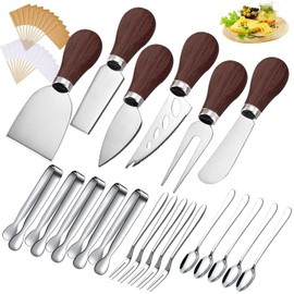 Charcuterie Board Accessories Spreader Knife Set Cheese Butter with Walnut Handles Mini Serving Tongs Spoons Forks Toothpick Flags for party Wedding Christmas