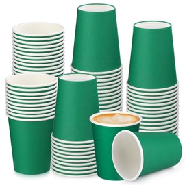 BUOKKON 100 Pack 8 oz/240ml Paper Cups, Disposable Paper Cups, 8 oz Coffee Cups for Hot and Cold Drinks, Green Paper Cups Suitable for Parties, Offices and Outdoor Events
