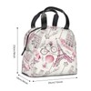 Lunch Bag Pink Eiffel Tower Print Large Capacity Lunch Box