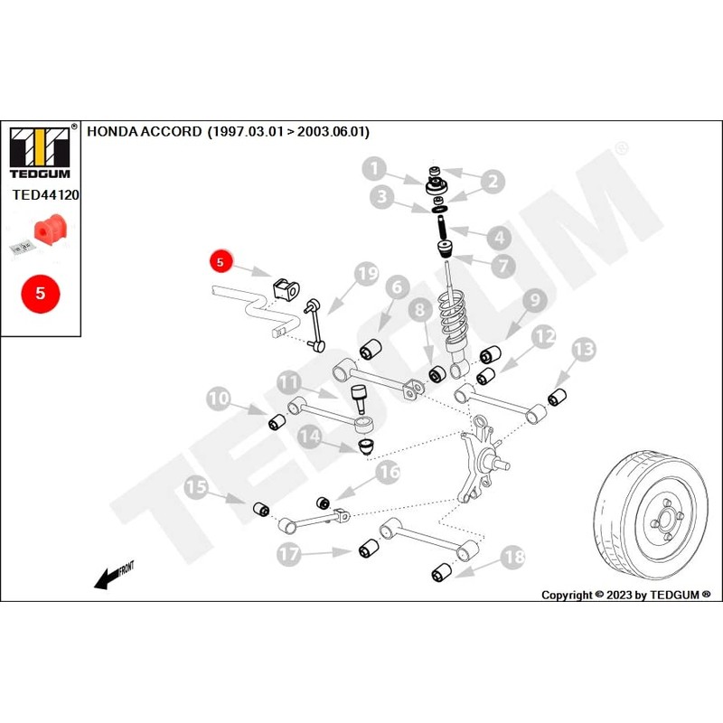 TEDGUM TED44120 POLYURETHANE BUSHING REAR STABILIZER (INNER)