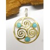 Silver Plated Turquoise Triskele Pendant Sterling Silver Protection Symbol Unisex,