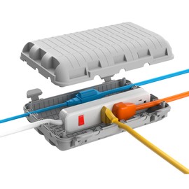 Outdoor Waterproof Electrical Cord Box, Large Extension Cord Cover Plug Protector Outlet Connection Safety Box IP54 Water-Resistant for Power Strip, Holiday Light and Decorations, Grey