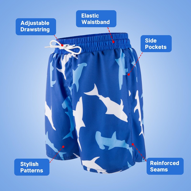 BIG ELEPHANT Pack of 2 Boys' Swimming Shorts with Compression