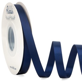 Ribbli Double Faced Navy Satin Ribbon,3/8” x Continuous 25 Yards,Use for Bows Bouquet,Gift Wrapping,Floral Arrangement