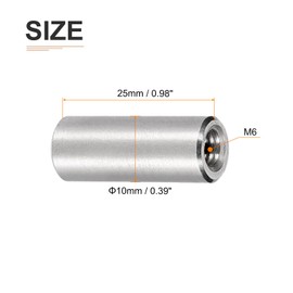 DTGN 5pcs M6x25mm(DxL) Round Coupling Nuts for Machine Connecting 304 Stainless Steel Coupling Connector Nuts Threaded Sleeve Rod Silver