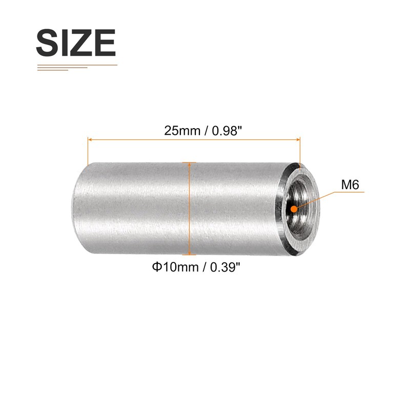DTGN 5pcs M6x25mm(DxL) Round Coupling Nuts for Machine Connecting 304
