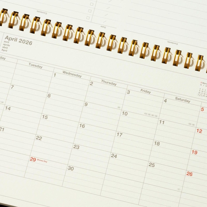 Marks 26SDR-NB3-BK 2026 Notebook, Starting from April 2026, Monthly Block,