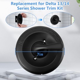 T13020-BL Shower Handle Replacement Compatible for Delta Classic 13/14 Series Single-Function Trim Kit, Compatible with Delta R10000 Series Shower Valve (Cartridge and Valve Not Included), Matte Black