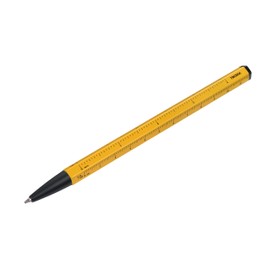 Multitasking ballpoint pen with black D1 refill – CONSTRUCTION BASIC – centimetre/inch ruler, 1:20/1:50 scale – easy refill change – aluminium, metal – black, yellow - TROIKA Original