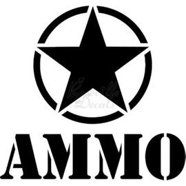 Military Army Star Ammo Vinyl Decal Sticker for Home Office Decor Vehicle Window Sign Size- [8 inch] / [20 cm] Wide Color- Matte Black