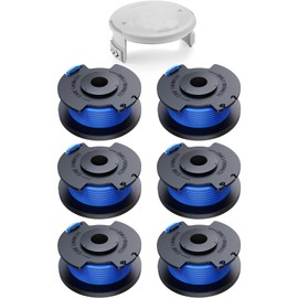 UKKQES String Trimmer Line Compatible with Ryobi One+ AC14RL3A,3.3m Line Length 1.65mm,Trimmer Spool Compatible with Ryobi Weed Wacker 18V,24V,40V Cordless Trimmers (6Spools+1Cap)