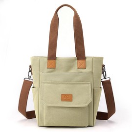 CORIOS Women's Handbag Canvas Shoulder Bag Casual Handbag Tote Bag Large Tote Bag Hobo Bag for Work School Shopper Travel Everyday, khaki, Casual