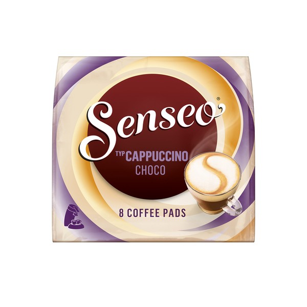 Senseo Chocolate Cappuccino Coffee Pods, 8 Count (Pack of 10) - Single Serve Coffee Pods Bulk Pack for Senseo Coffee Machine - Compostable Coffee Pods for Hot or Iced Coffee
