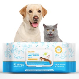 DOKYSABE Pet Grooming Wipes for Dogs and Cats, Plant-Based, Hypoallergenic Pet Wipes, Cleaning, Deodorizing and Hydrating, for Anal Glands,Paws, Butt and Body, 80 Wipes