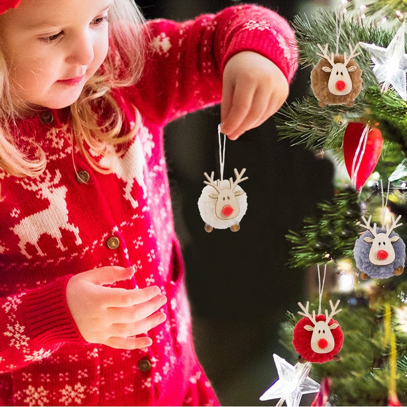 Christmas Tree Ornaments Set of 4 Cute Reindeer Christmas Ornaments