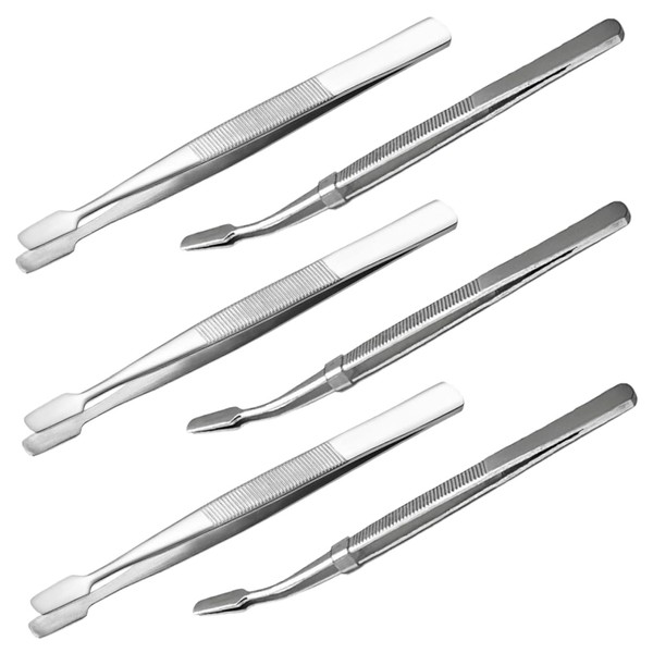 Operitacx 6pcs Stainless Steel Stamp Tweezers Precision Hobby Tweezers for