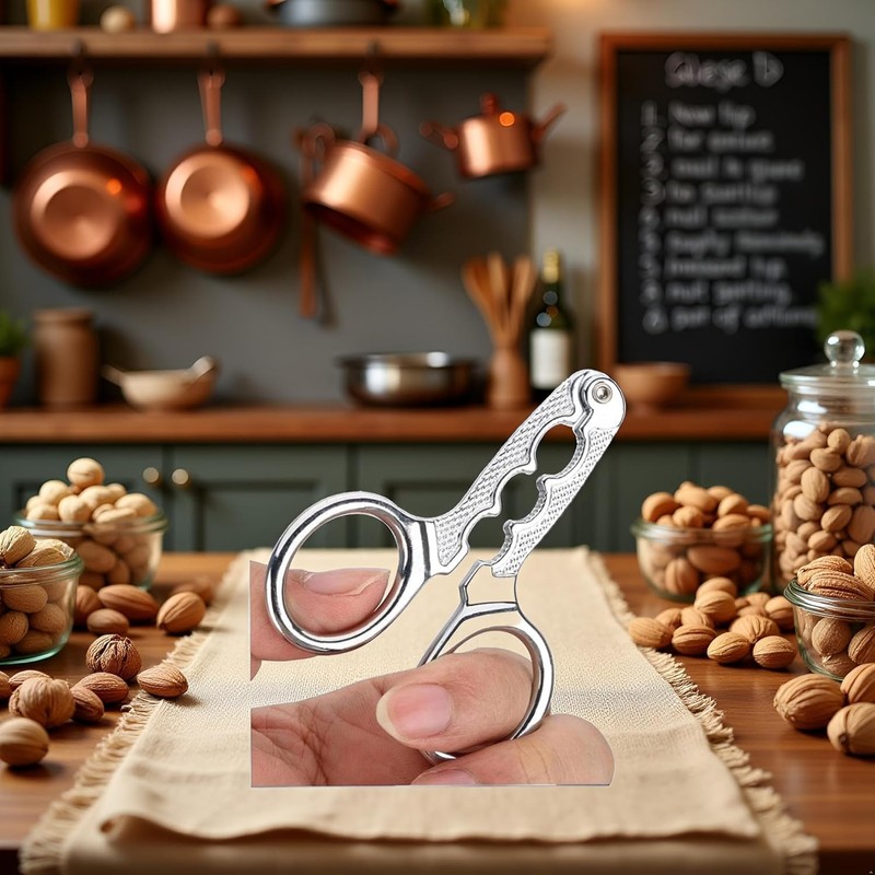 Stainless Steel Nutcracker, Multi-Function Kitchen Tool for Walnuts and Pistachios,
