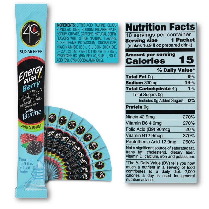 4C Energy Rush Stix, Berry 6 Pack, 18 Count, Single