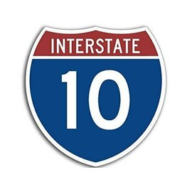 4x4 inch Interstate 10 Freeway Sign Shaped Bumper Sticker (Road Trip Travel) Vinyl Decal Sticker Car Waterproof Car Decal Bumper Sticker