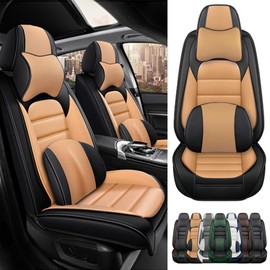 Cscevt 2 Seat Covers for Volkswagen Touareg 2004-2017 Leather Car Seat Covers Waterproof Anti-Slip Soft Car Seat Protectors Comfort Premium Auto Seat Covers with Airbag（Luxury,Black+Orange）