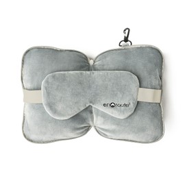 En Route Z Pd Travel Pillow Eye Mask, Plush Support Neck Pillow Travel Portable, Travel Accessories for Airplane, First Class Comfort with Carry-on Convenience, Gray