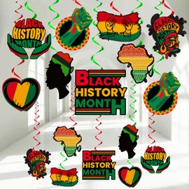 Black History Month Decorations Hanging Swirls African BHM Worthwhile Commemoration National Party Supplies for Indoors and Outdoors Black History Month Decor Hanging Ceiling Streamers