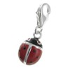 Queenberry Sterling Silver Ladybug Enamel European Style Clasp Charm