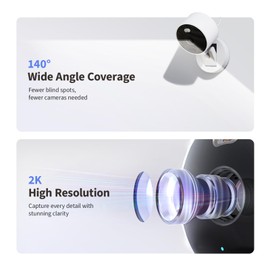 Aqara G100, 2K Security Camera for Indoor and Outdoor Use, HomeKit Secure Video, 2-Way Audio, Headlight Colour/IR Night Vision, AI Detection, 140° Field of View, HomeKit, Alexa, Google, IFTTT, White