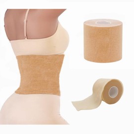Therasports Extra Wide Kaotic Magic Tape for Stomach, Belly Tape, Stomach Tape for Belly Fat, 3 inch x 5.5 Yards with a Foam Pre-Wrap Underwrap Tape Protect Skin 3.75 inch x 30 Yards (Beige)