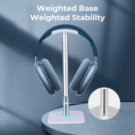 Alyvisun Headphones Stand [Weighted Base & Taller Height] Headset Holder Stand, Universal Headset Desk Hook for All Gaming Headset/Desktop Earphones, Silver