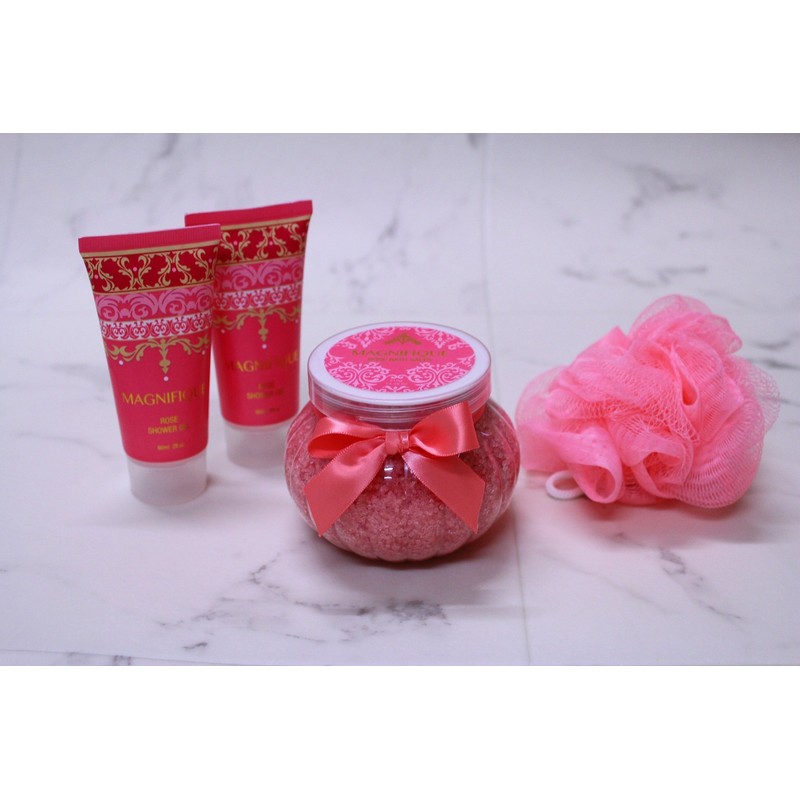 Rose Bath Gift Magnifique Set of 4 
