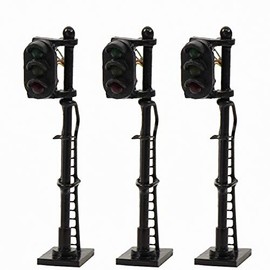 Scenes Collection, Traffic Signal Lights, 3 Light Traffic Lights, Black Metal Light Pillars, Pack of 3, 1:150 Railway Model, Building Model, Diorama, Scene Collection, Education, DIY