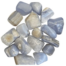 BellaMira Blue Lace Agate Tumblestone Healing Crystal, Single Polished Stone, Healing Crystal for Intellect, Focus, Acceptance, Unconditional Love, Communication, Clarity, Peace, Harmony