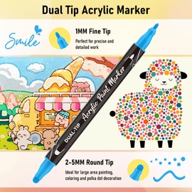 ANYUKE 36 Colors Acrylic Paint Pens Markers, Dual Tip Acrylic Paint Markers for Wood,Rock Painting, Canvas, Stone, Glass, Acrylic Dot Markers Pen For DIY Crafts Making Art Supplies